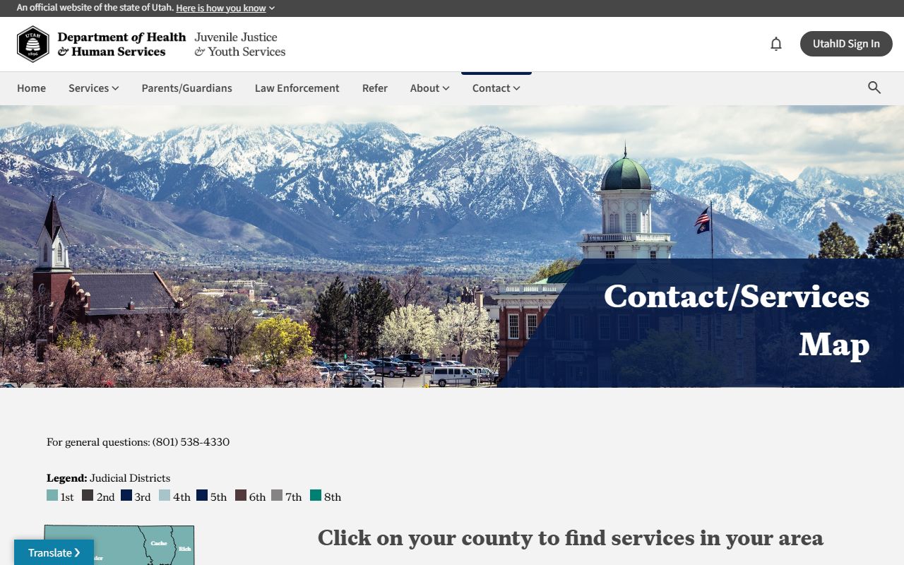 Central Utah Youth Center Sevier County JJYS contact map